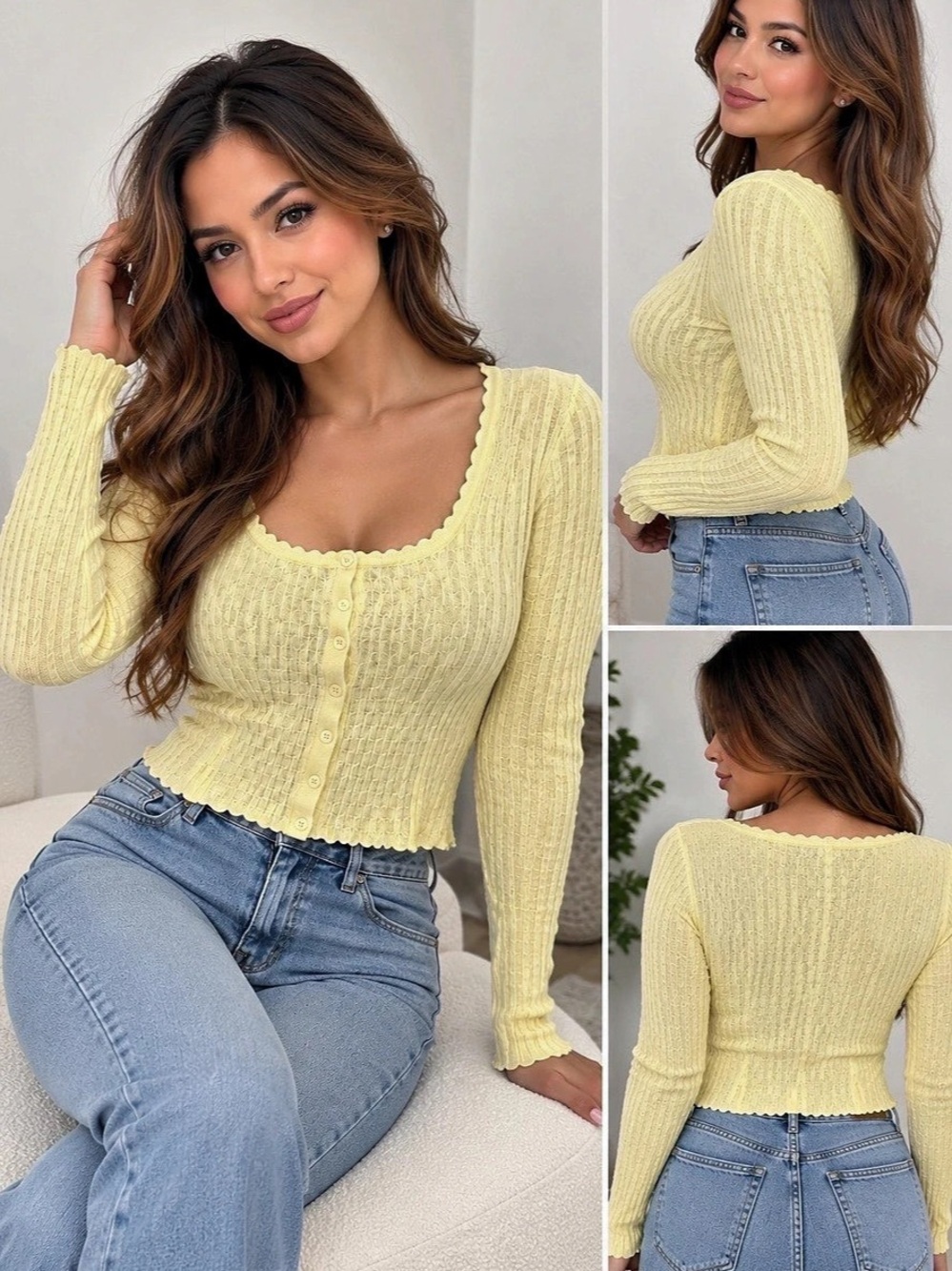 Willow & Wind Long Sleeve Square Yellow Medium